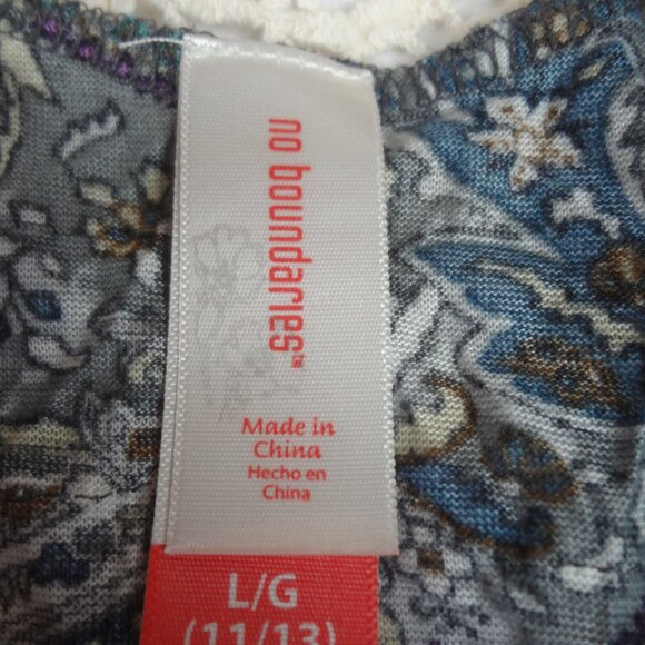 NO BOUNDARIES CROCHET BACK PAISLEY LARGE WOMENS BLOUSE T-SHIRT L234 - Picture 8 of 8